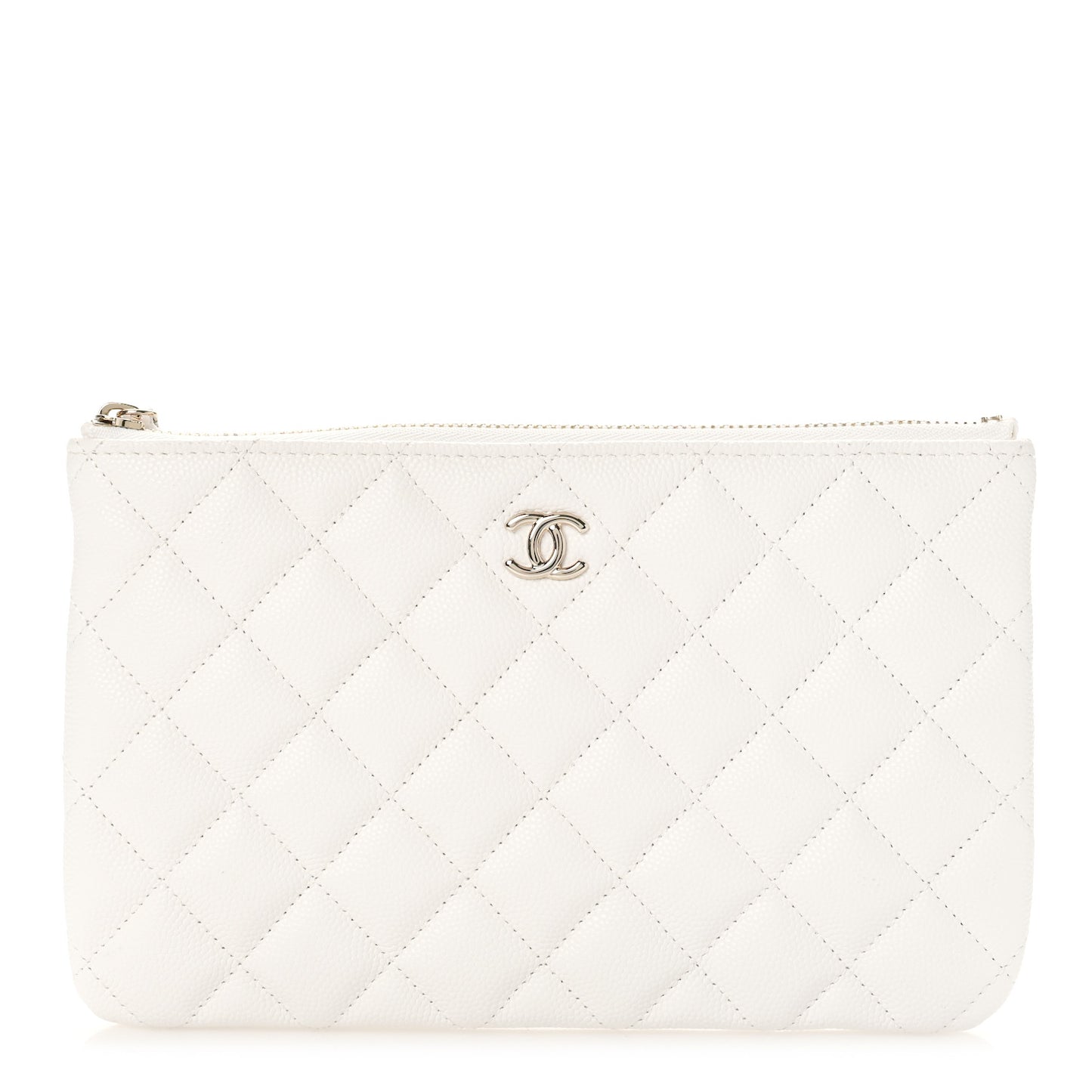 Caviar Quilted Cosmetic Case White