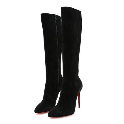Christian Louboutin Veau Velours Eloise Botta 100 Knee Boots 38 Black 3 of 8