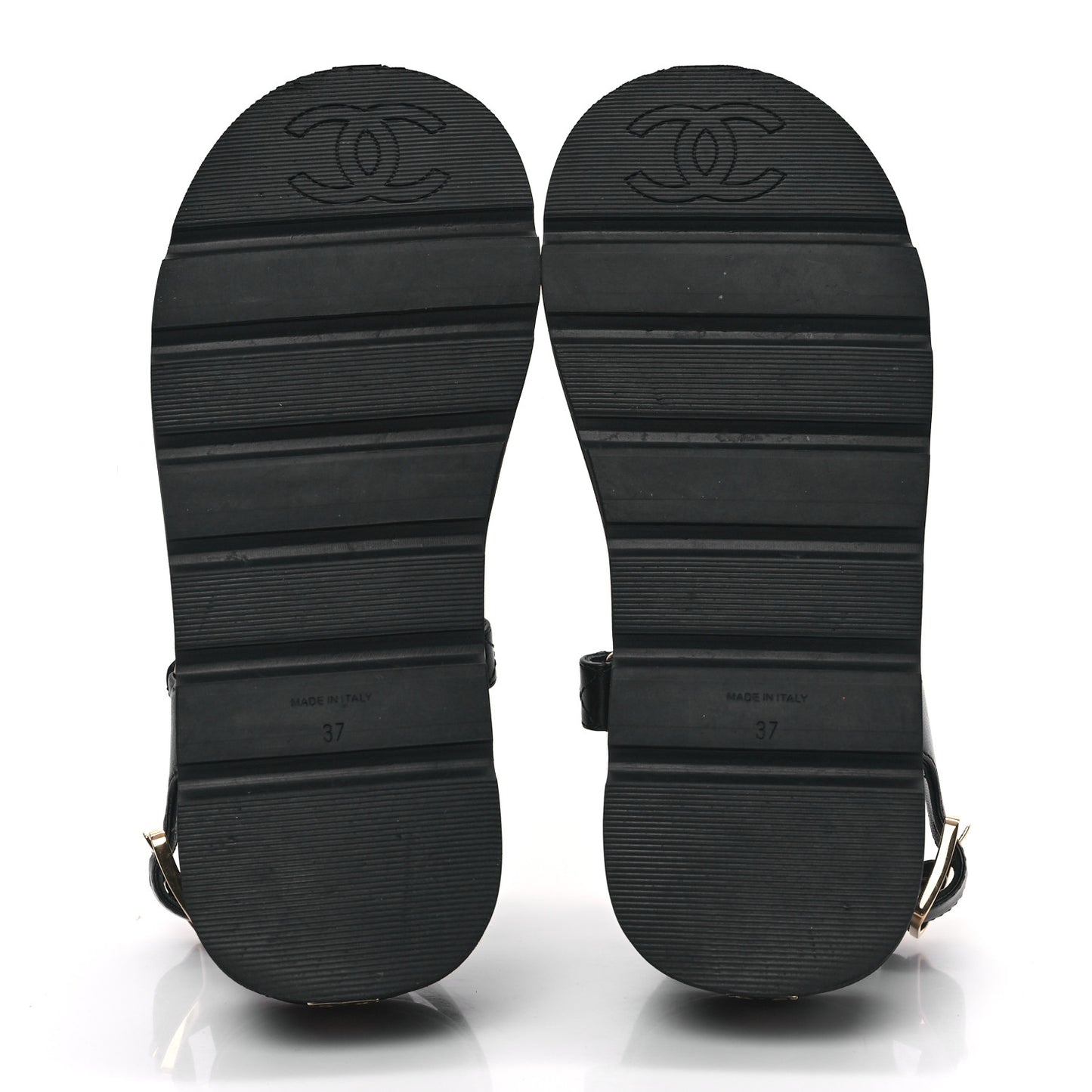 Lambskin Quilted Platform Sandals 37 Black