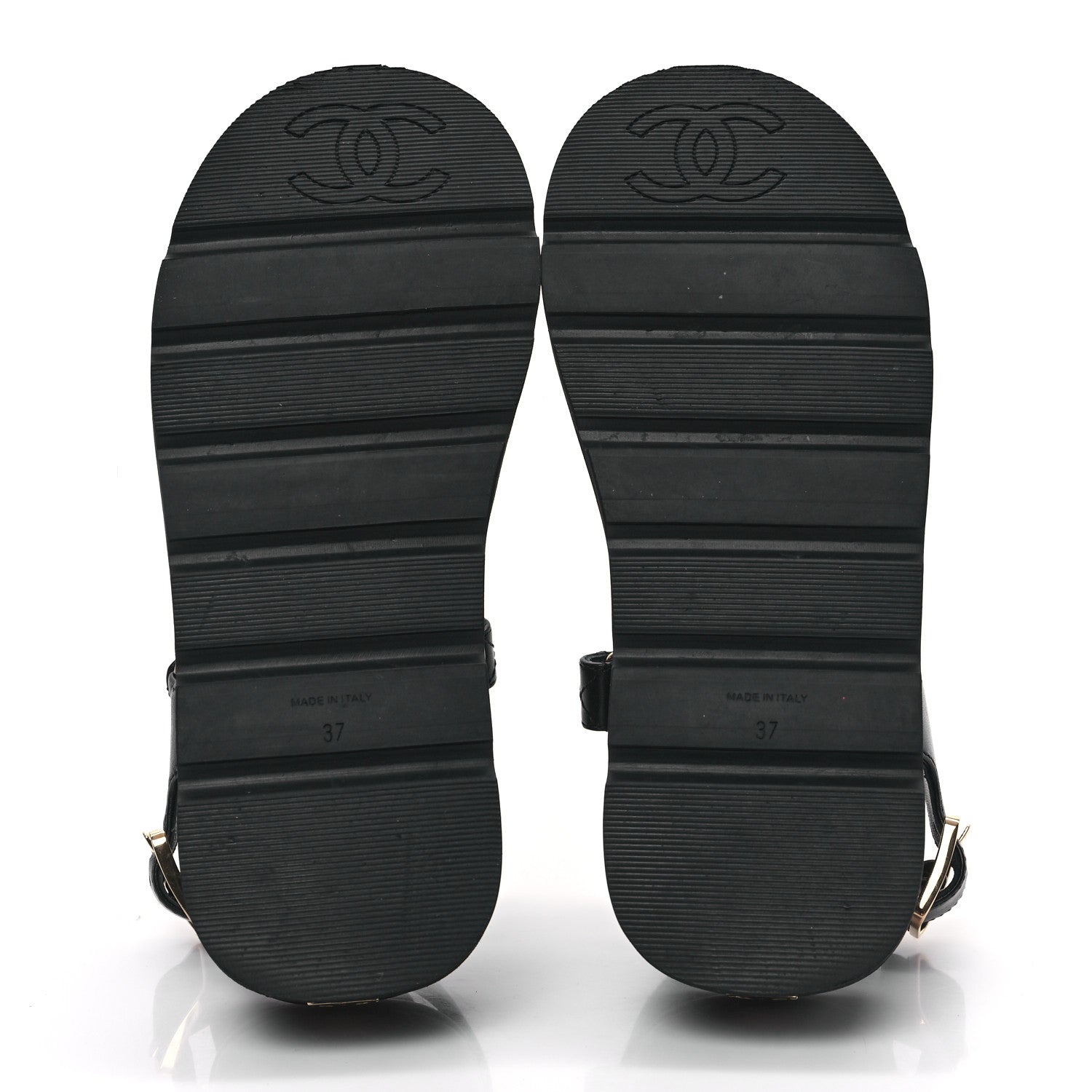 Chanel Lambskin Quilted Platform Sandals 37 Black 5 of 9