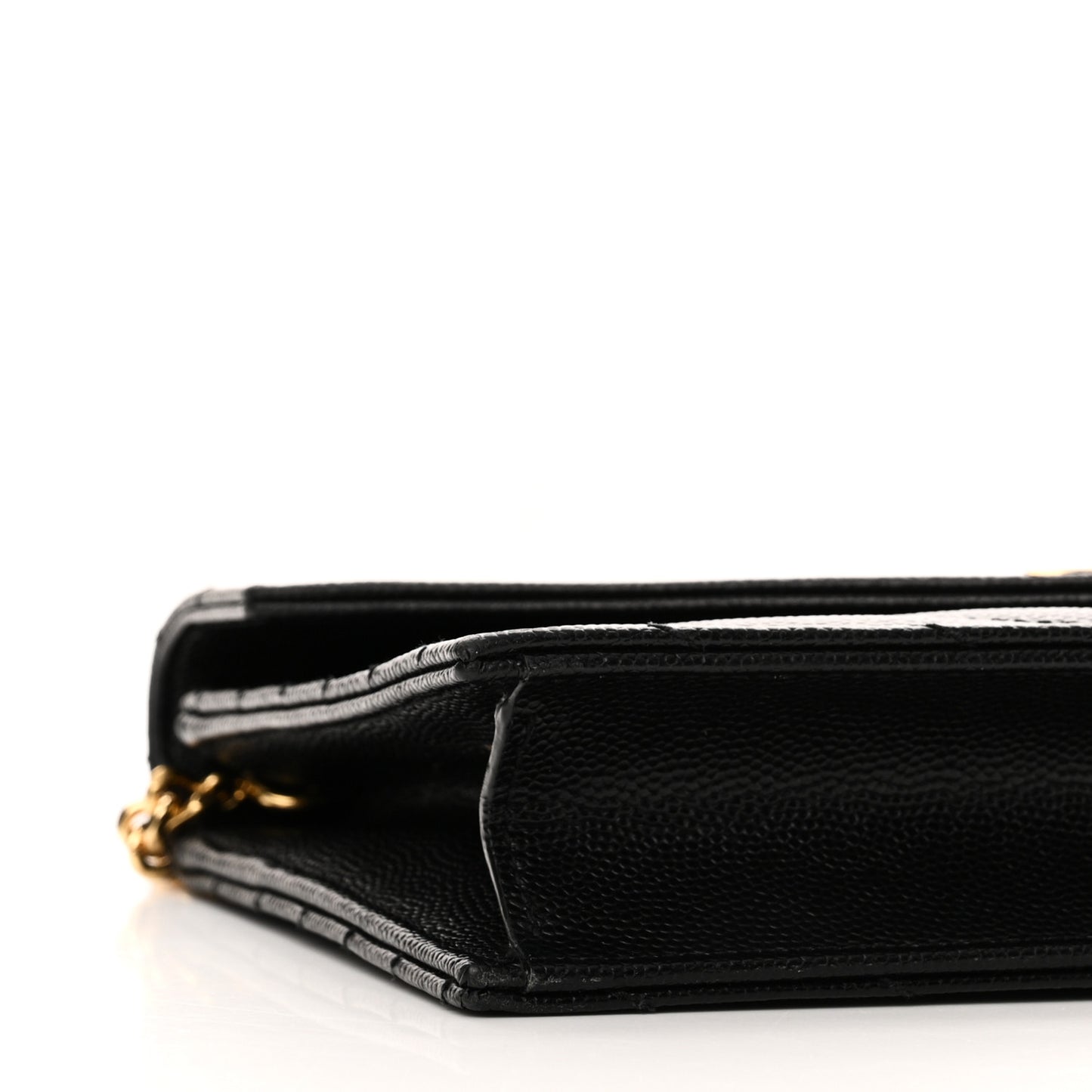 Grain De Poudre Matelasse Chevron Monogram Envelope Chain Wallet Black