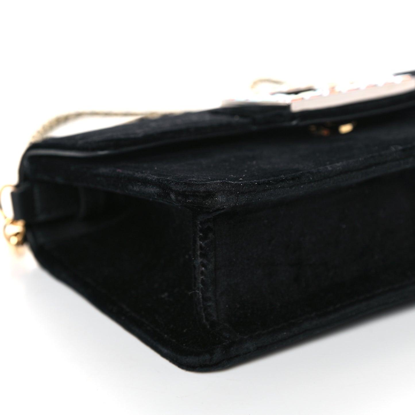 Velvet Crystal Square G Shoulder Bag Black