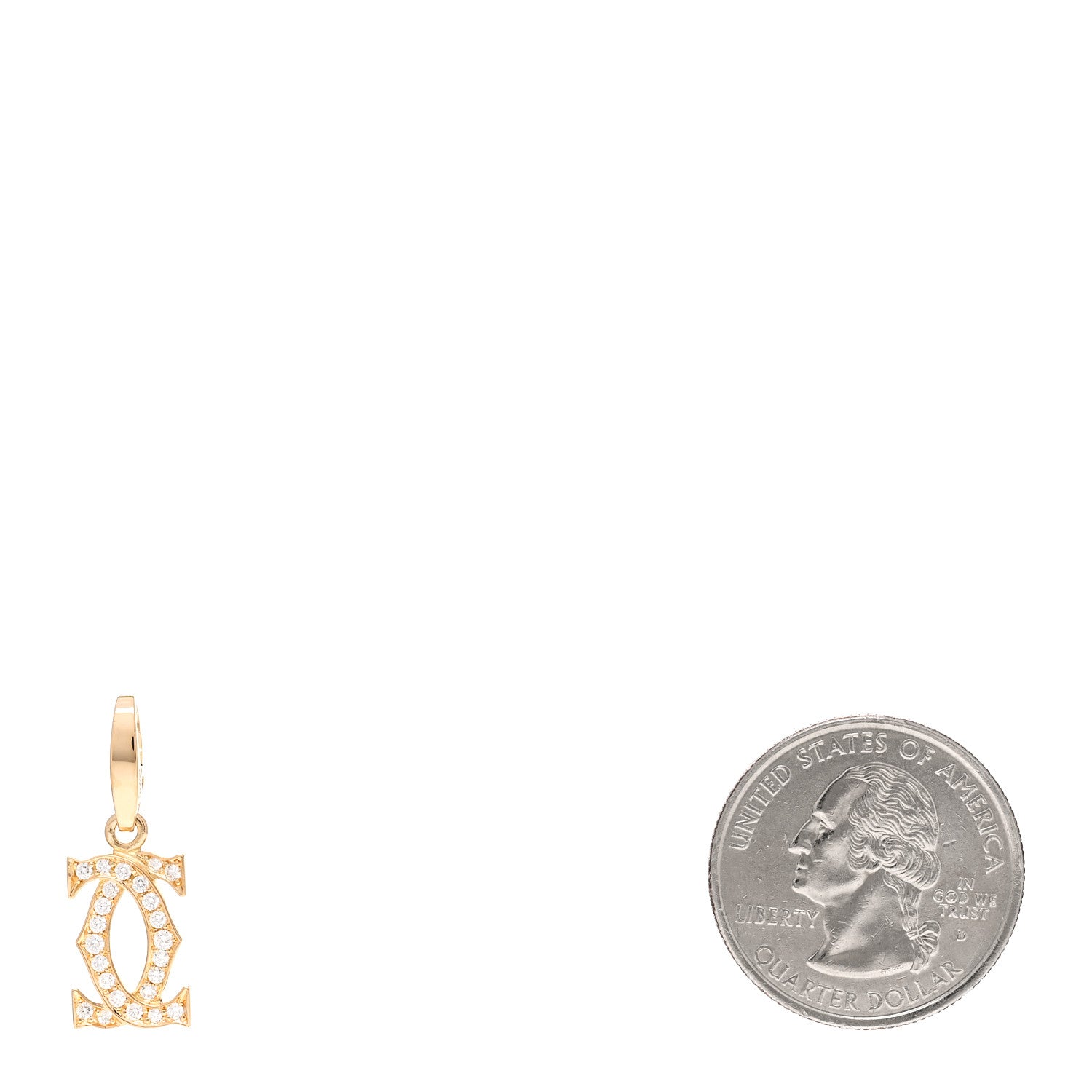 Cartier 18K Yellow Gold Diamond Logo Charm 2 of 3
