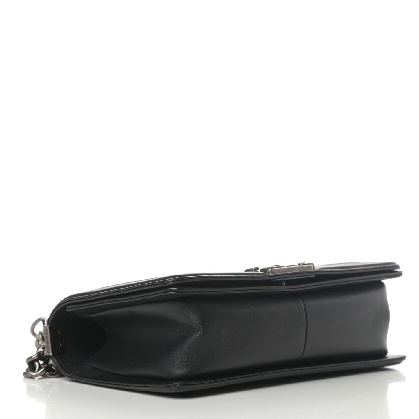 Calfskin Chevron Quilted Medium Boy Flap Black