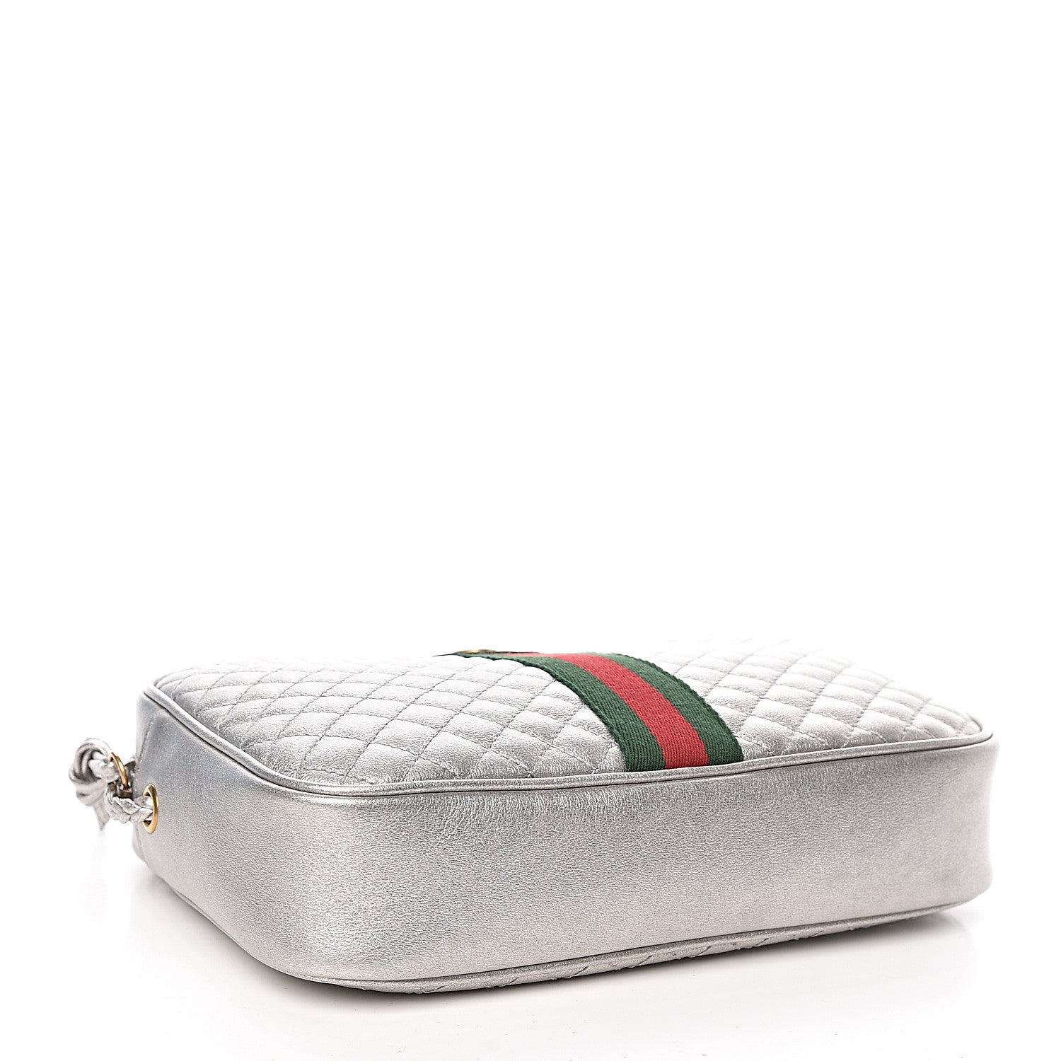 Gucci Laminated Nappa Web Trapuntata Small GG Shoulder Bag Argento 4 of 11