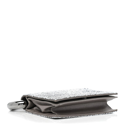 Chanel Crystal Satin Metal Handle Evening Clutch Silver 3 of 8