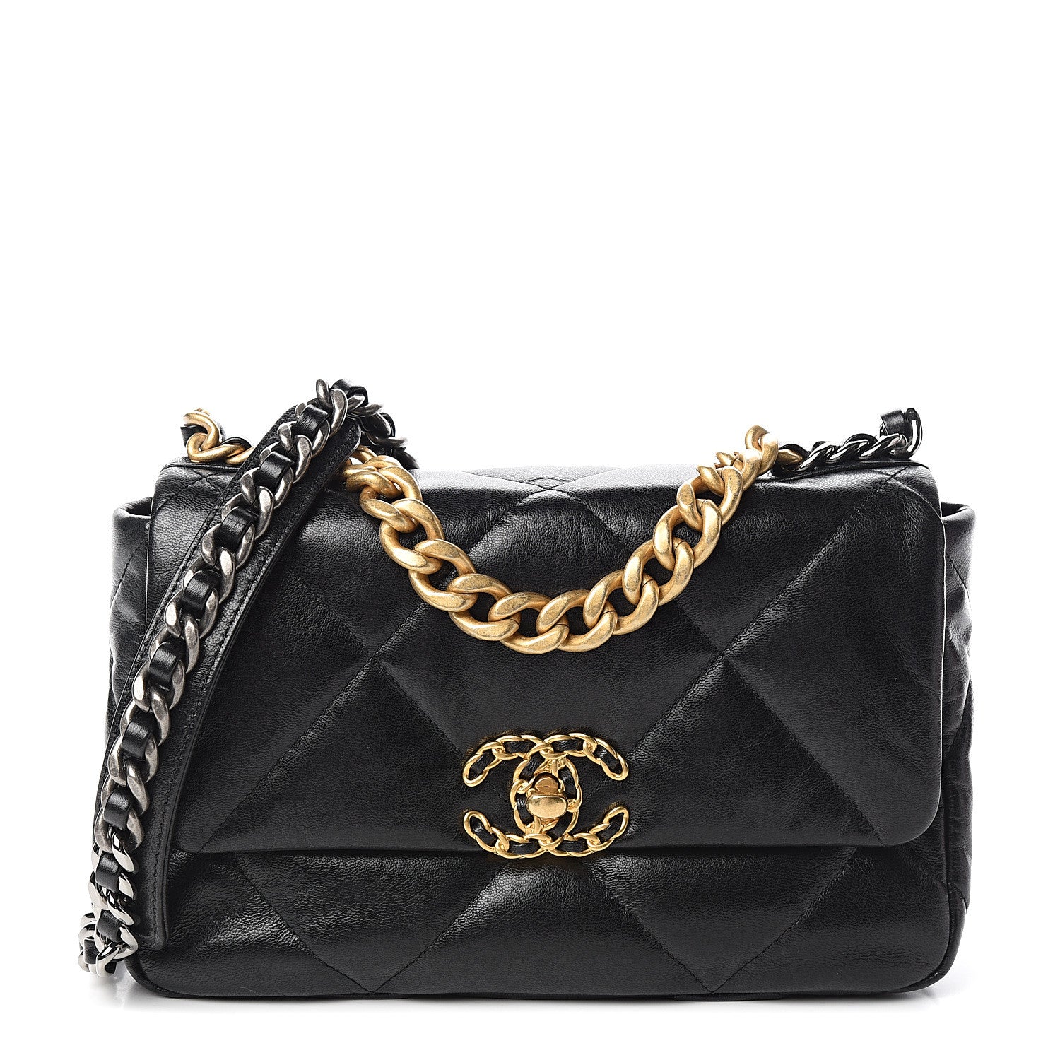 Chanel Lambskin Quilted Medium 19 Flap Black 1 of 10