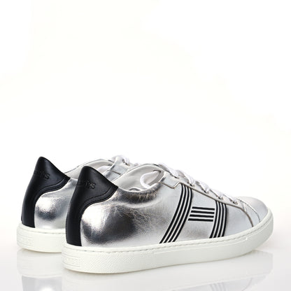 Hermes Metallic Nappa Calfskin Womens Avantage Sneakers 36 Gris Argente Black 4 of 9