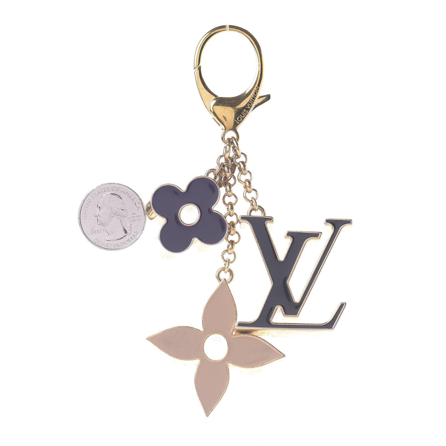 Fleur De Monogram Bag Charm Dore