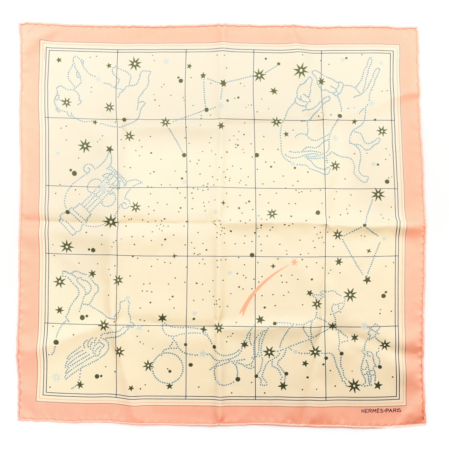 Hermes Silk Constellation d'Hermes Pocket Square Scarf 45 Rose Beige Multicolor 1 of 4