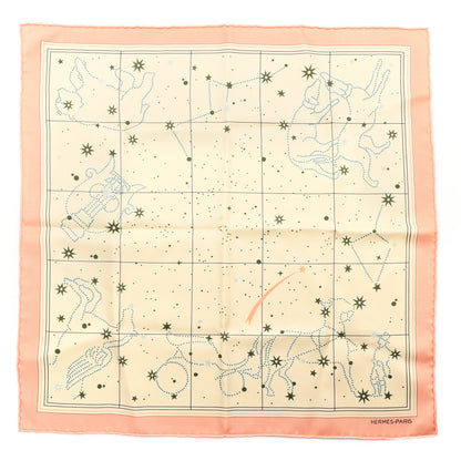 Hermes Silk Constellation d'Hermes Pocket Square Scarf 45 Rose Beige Multicolor 1 of 4