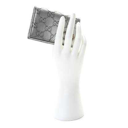 Gucci Metallic Guccissima Interlocking G Flap Card Case Silver 2 of 6