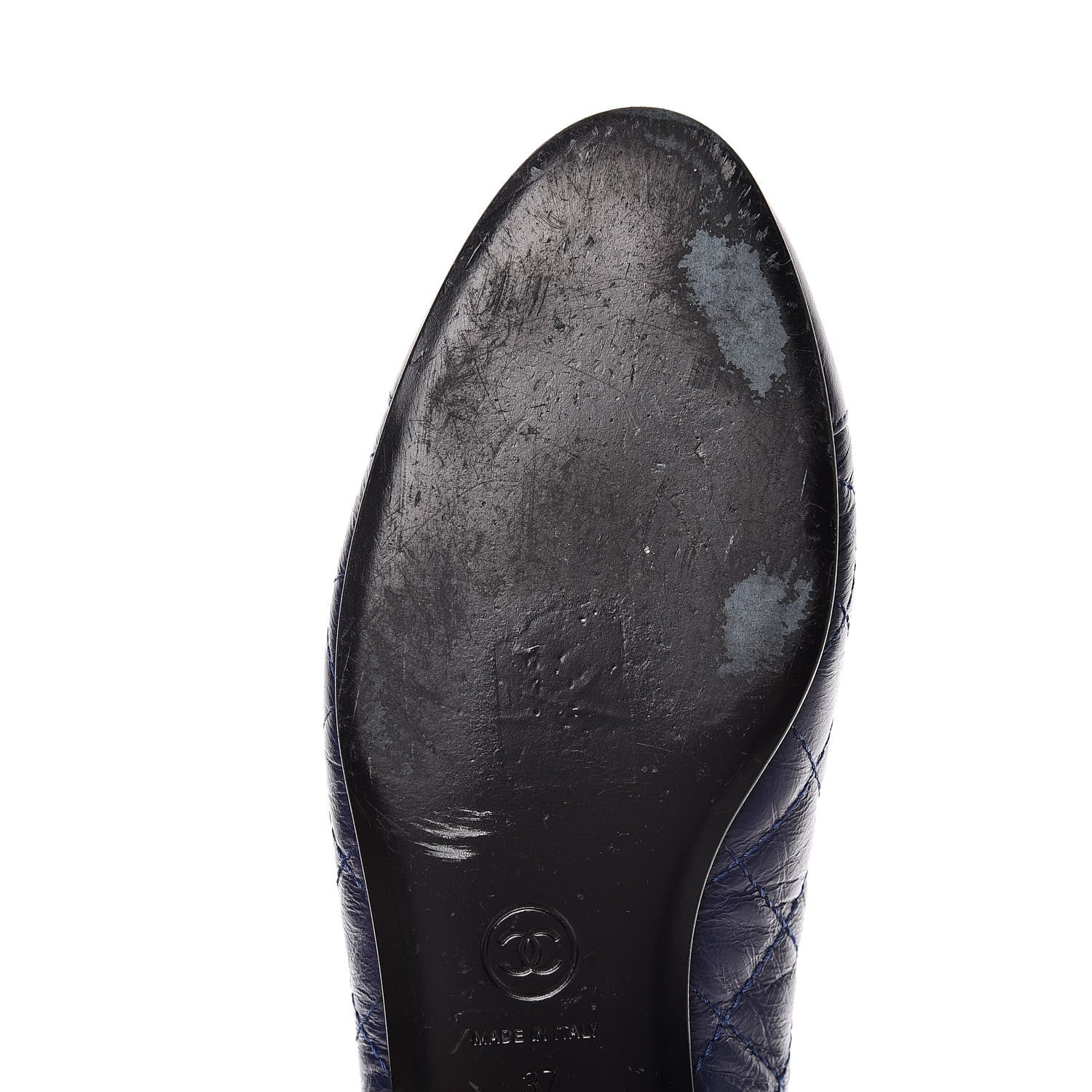 Chanel Aged Calfskin Quilted Cap Toe Ballerina Flats 37 Navy 12 of 14
