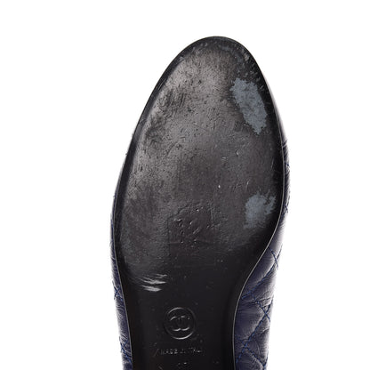 Chanel Aged Calfskin Quilted Cap Toe Ballerina Flats 37 Navy 12 of 14