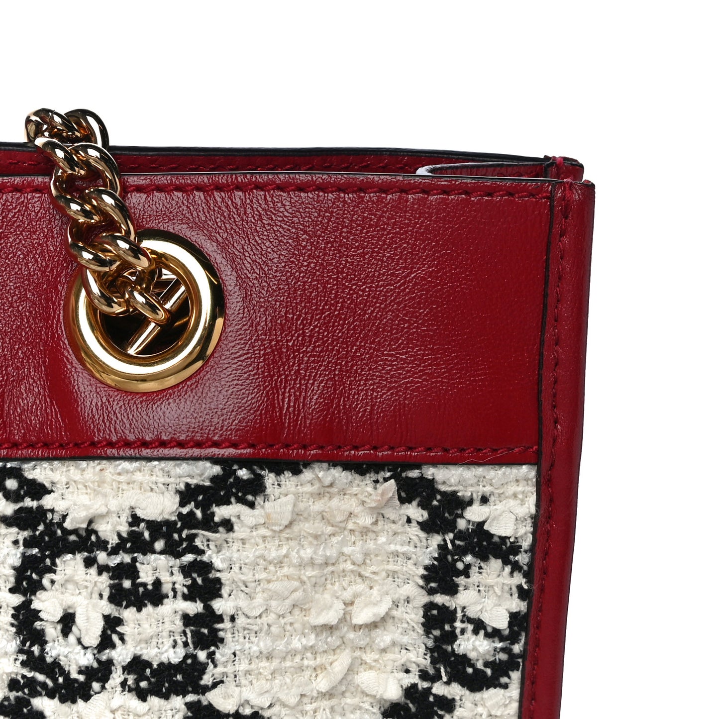 Tweed GG Monogram Large Rajah Chain Tote White Black Romantic Cherry
