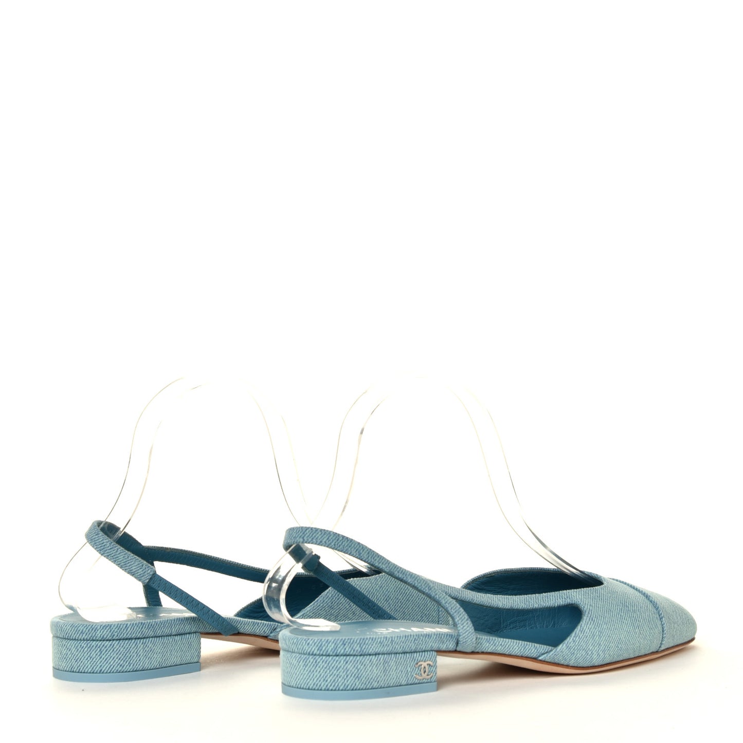 Denim Cap Toe CC Slingback Flats 38 Blue