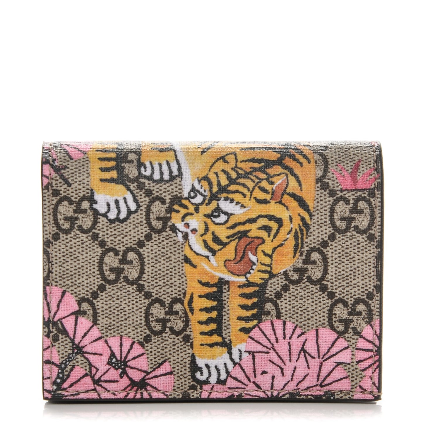 GG Supreme Monogram Bengal Card Case Beige Pink