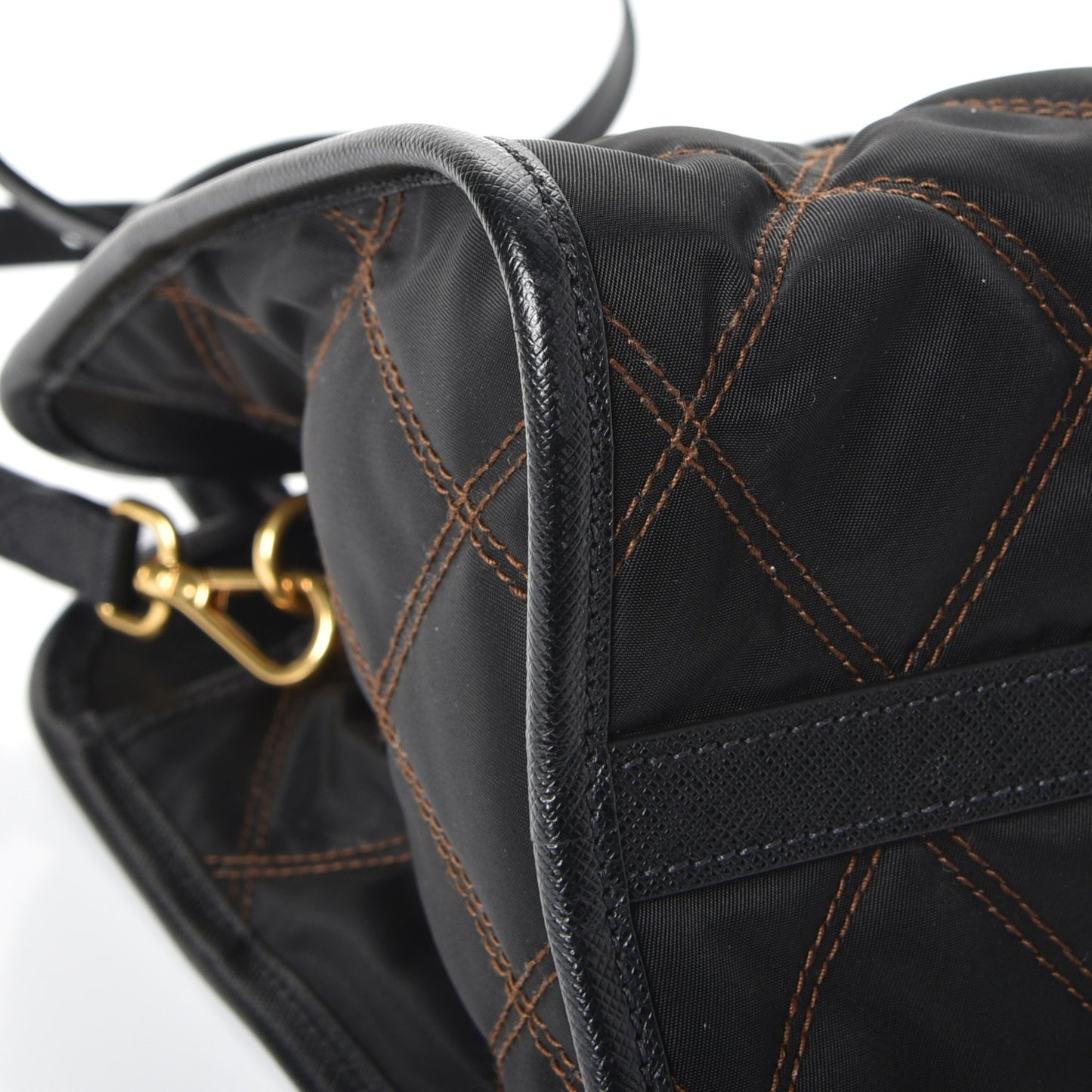 Saffiano Tessuto Nylon Impunturato Quilted Shopper Black