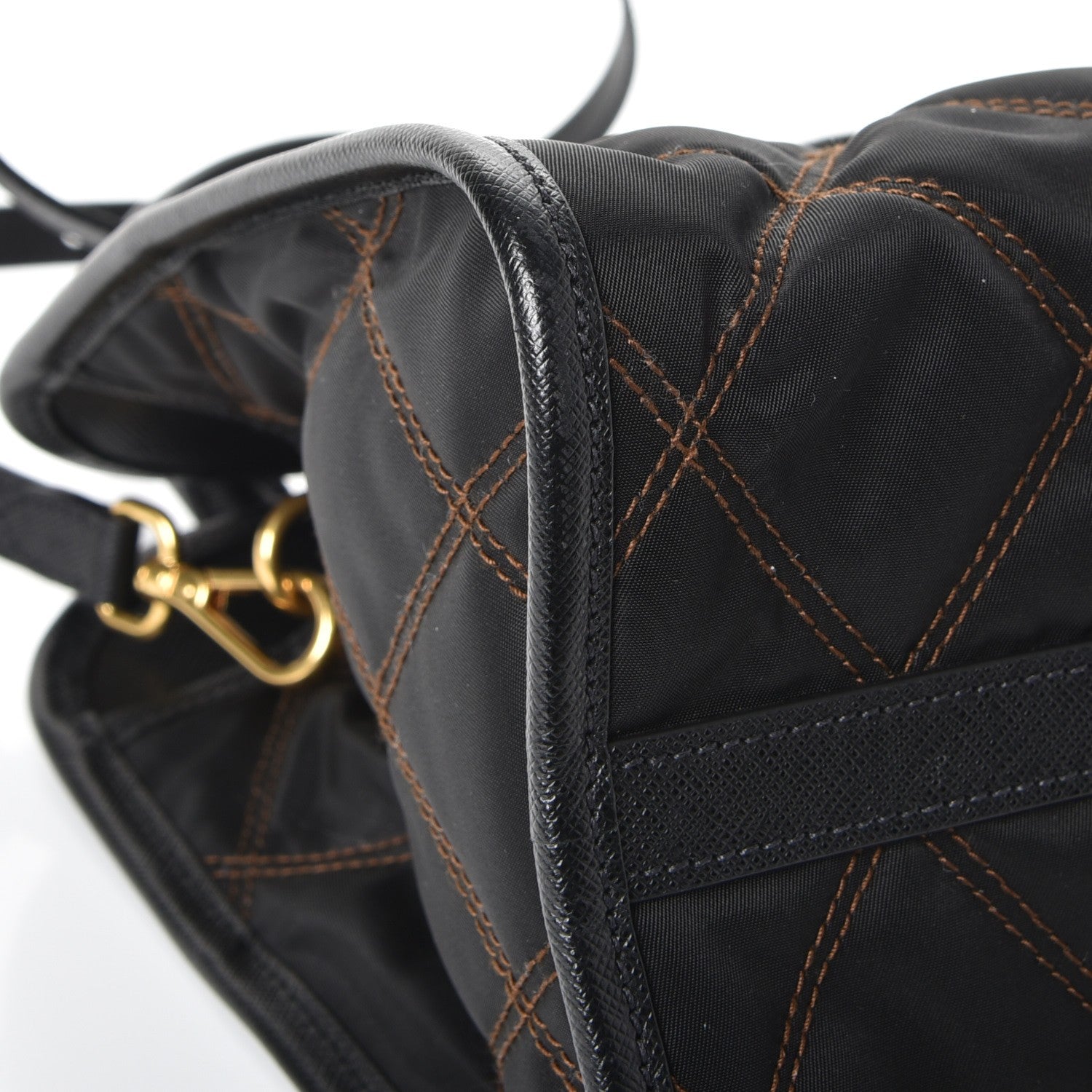 Prada Saffiano Tessuto Nylon Impunturato Quilted Shopper Black 10 of 10