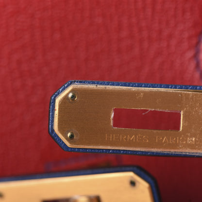 Hermes Chevre Mysore Horseshoe Birkin 30 Rouge Casaque Bleu Brighton 10 of 41