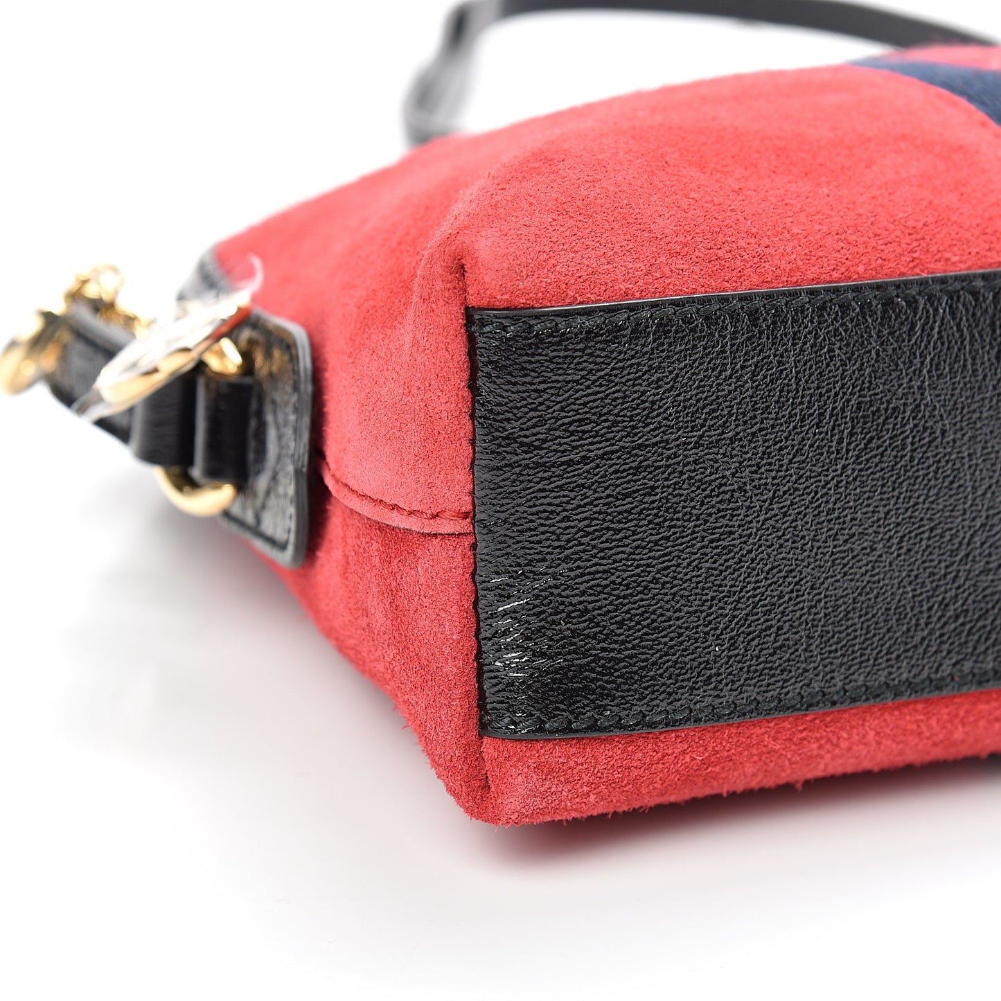Suede Patent Web GG Small Ophidia Dome Shoulder Bag Hibiscus Red