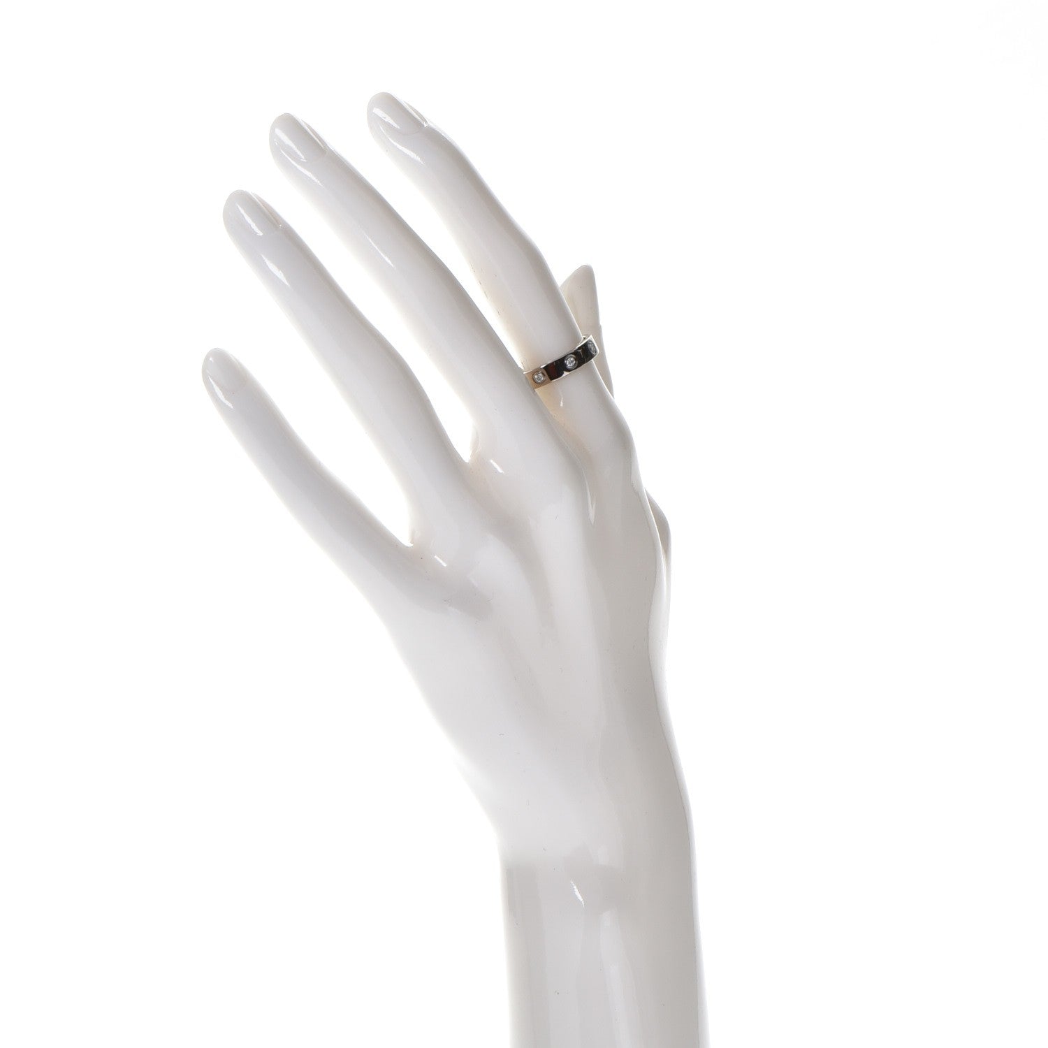 Cartier 18K White Gold 8 Diamond 4mm Wedding Band LOVE Ring 51 5.75 2 of 5