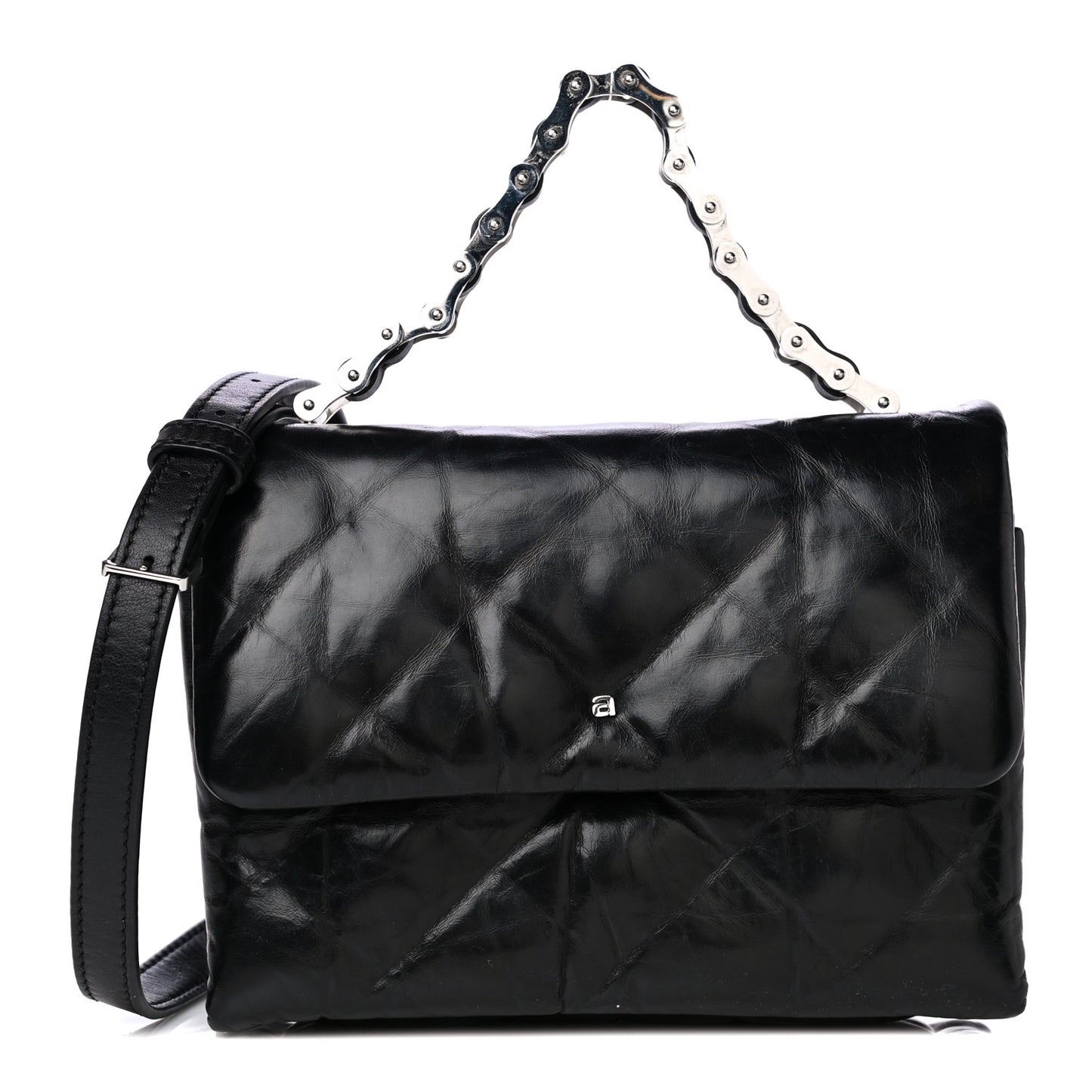 Calfskin Quilted Halo Crossbody Bag Black