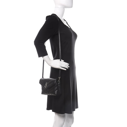 Saint Laurent Calfskin Y Quilted Monogram Toy Loulou Crossbody Bag Black 2 of 10