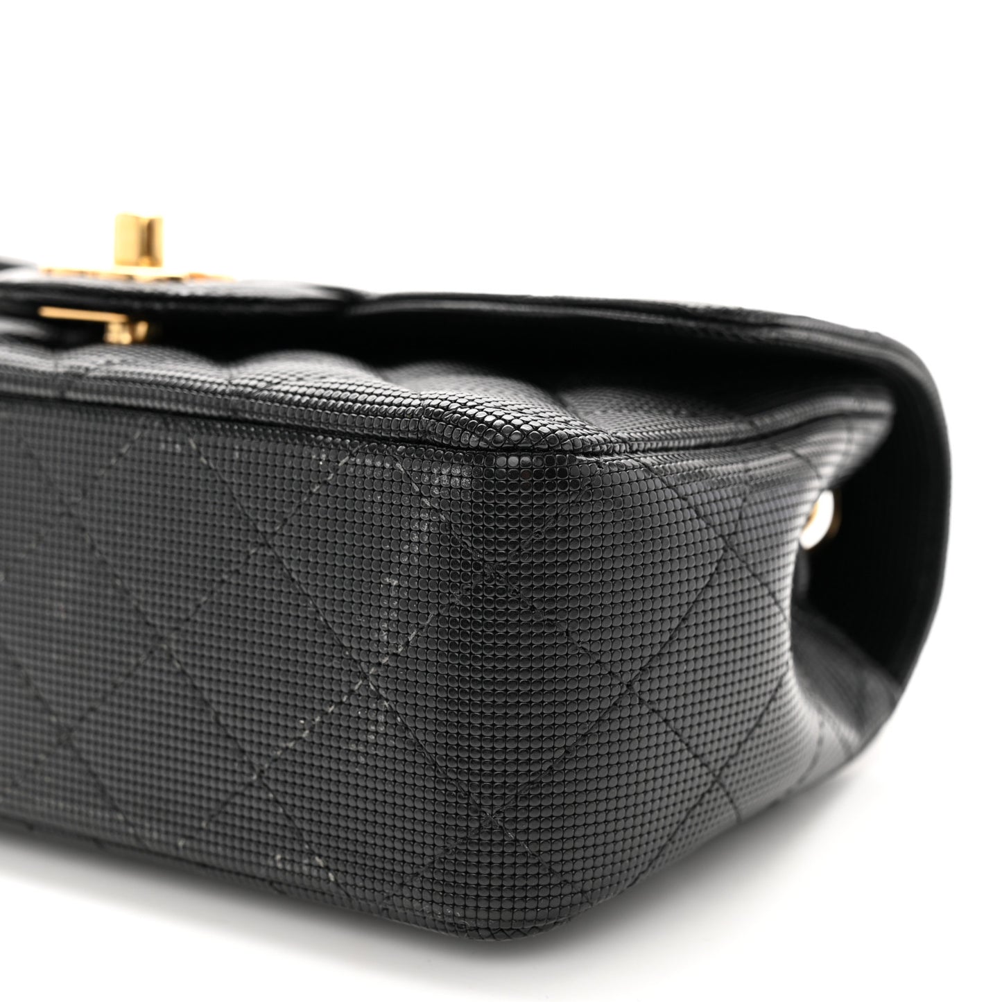 Calfskin Quilted Pixel Effect Mini Rectangular Flap Black