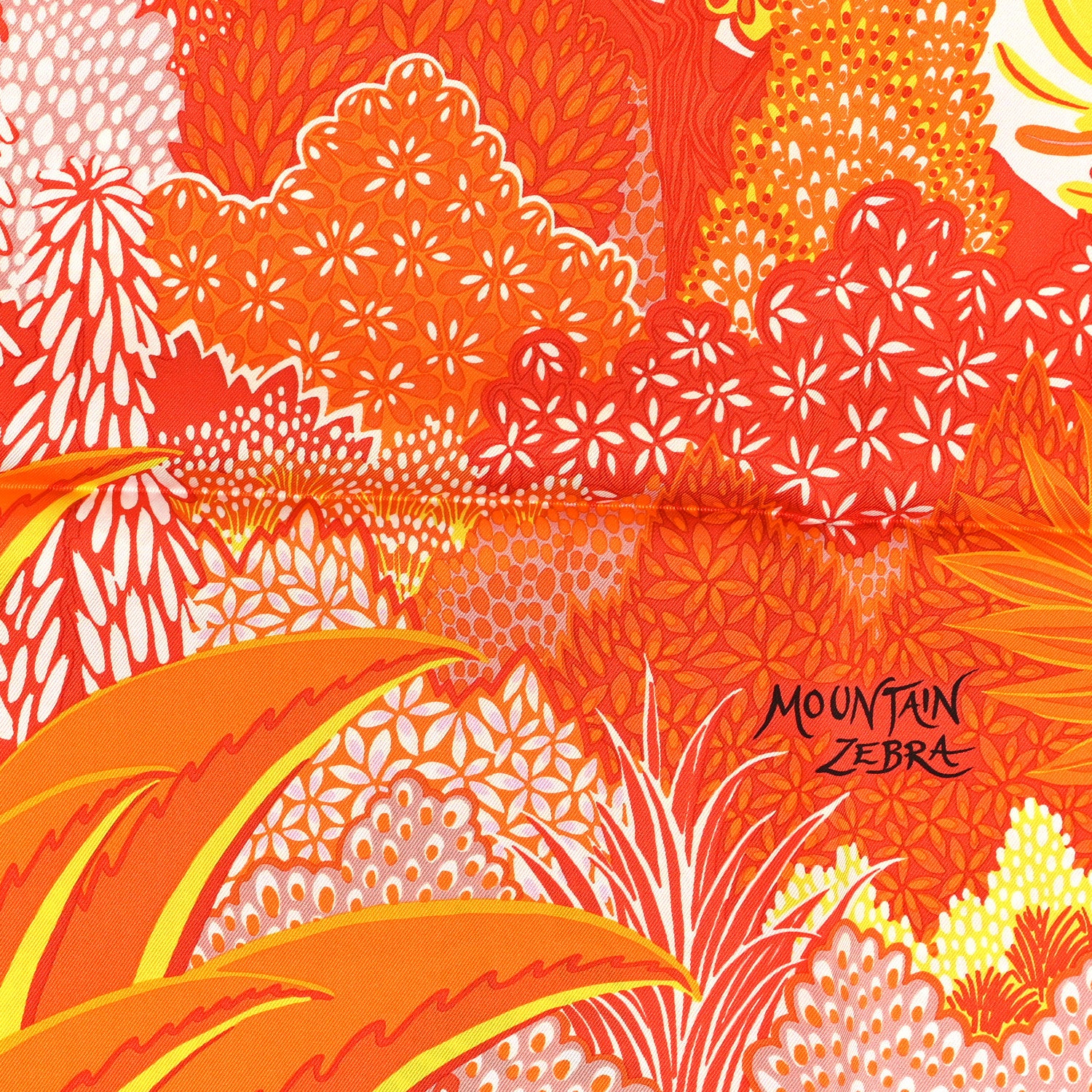 Hermes Silk Mountain Zebra Scarf 90 Orange Soleil Rose 5 of 5