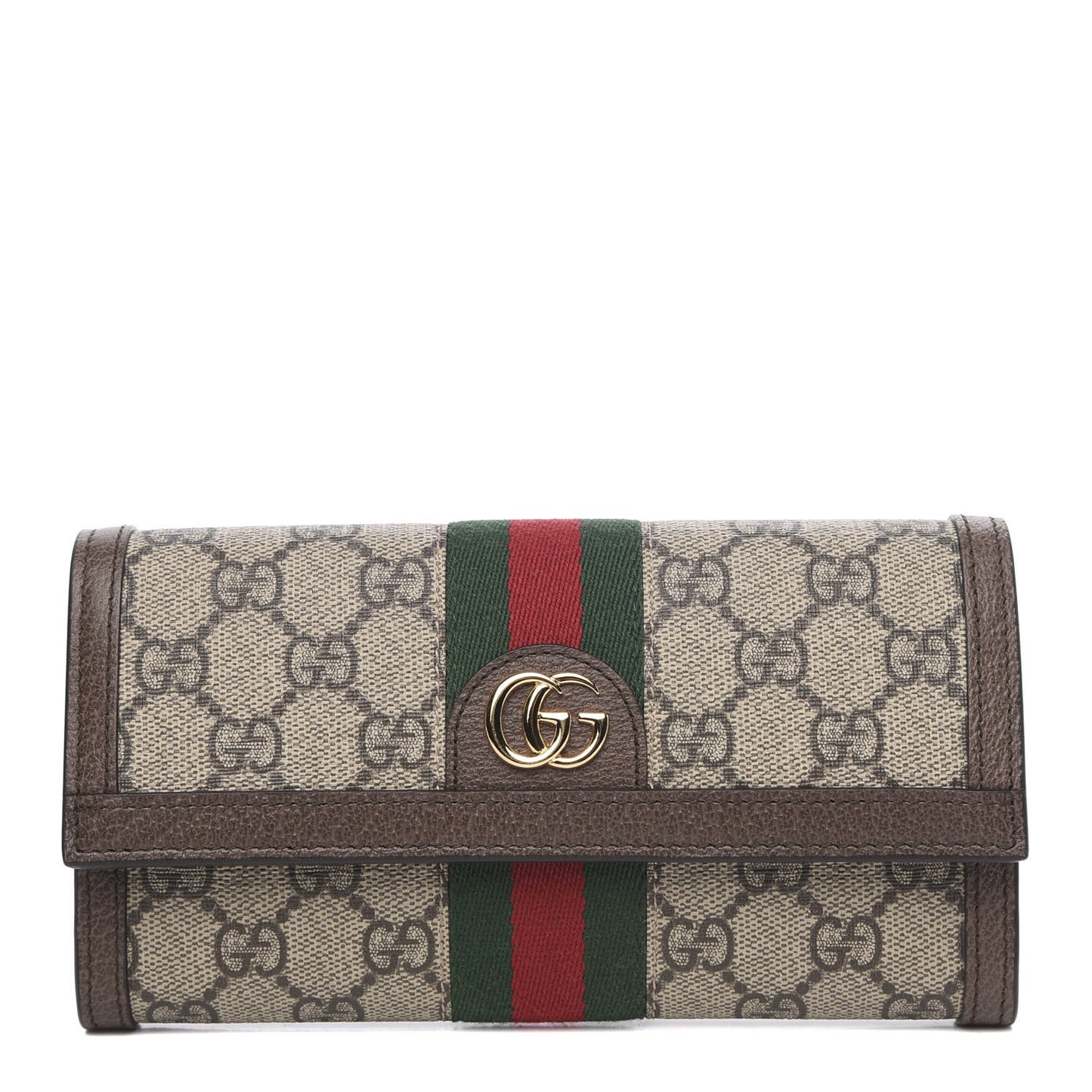 GG Supreme Monogram Web Ophidia Continental Wallet Brown