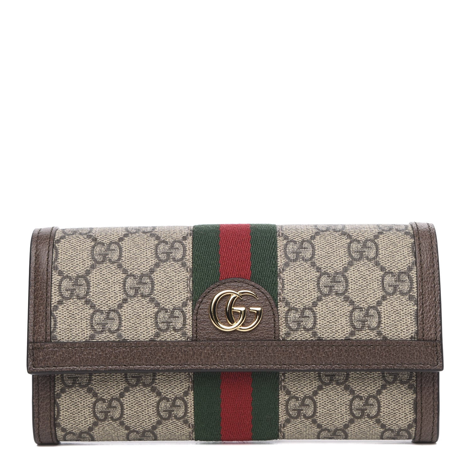 Gucci GG Supreme Monogram Web Ophidia Continental Wallet Brown 1 of 11