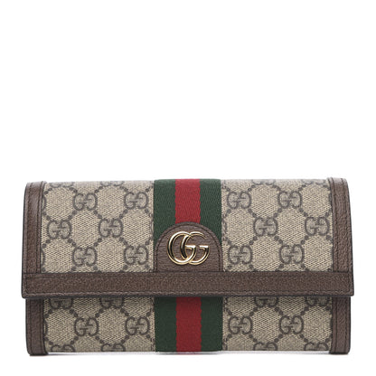 Gucci GG Supreme Monogram Web Ophidia Continental Wallet Brown 1 of 11