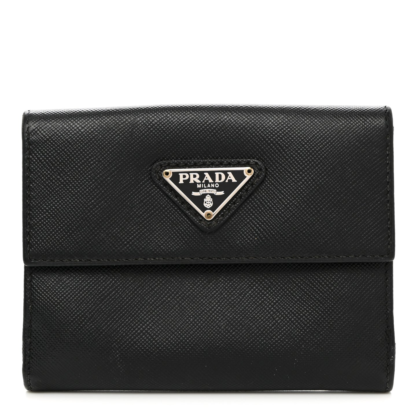 Saffiano Tri-Fold Compact Wallet Black