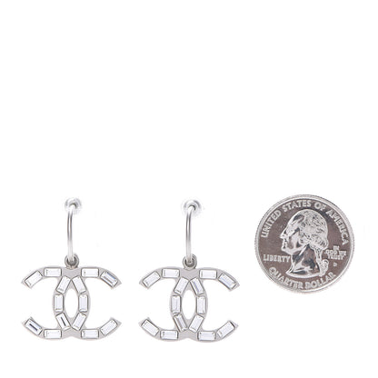 Chanel Baguette Crystal CC Dangle Earrings Silver 3 of 12