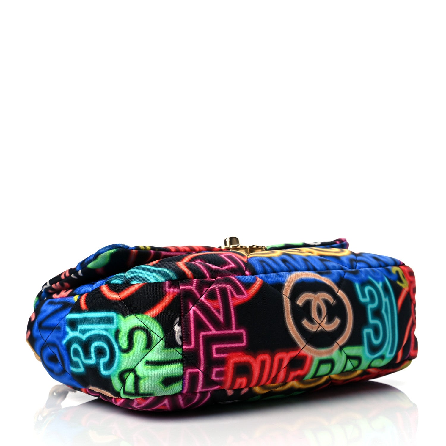 Chanel Fabric Printed Medium Chanel 19 Flap Black Multicolor 4 of 10