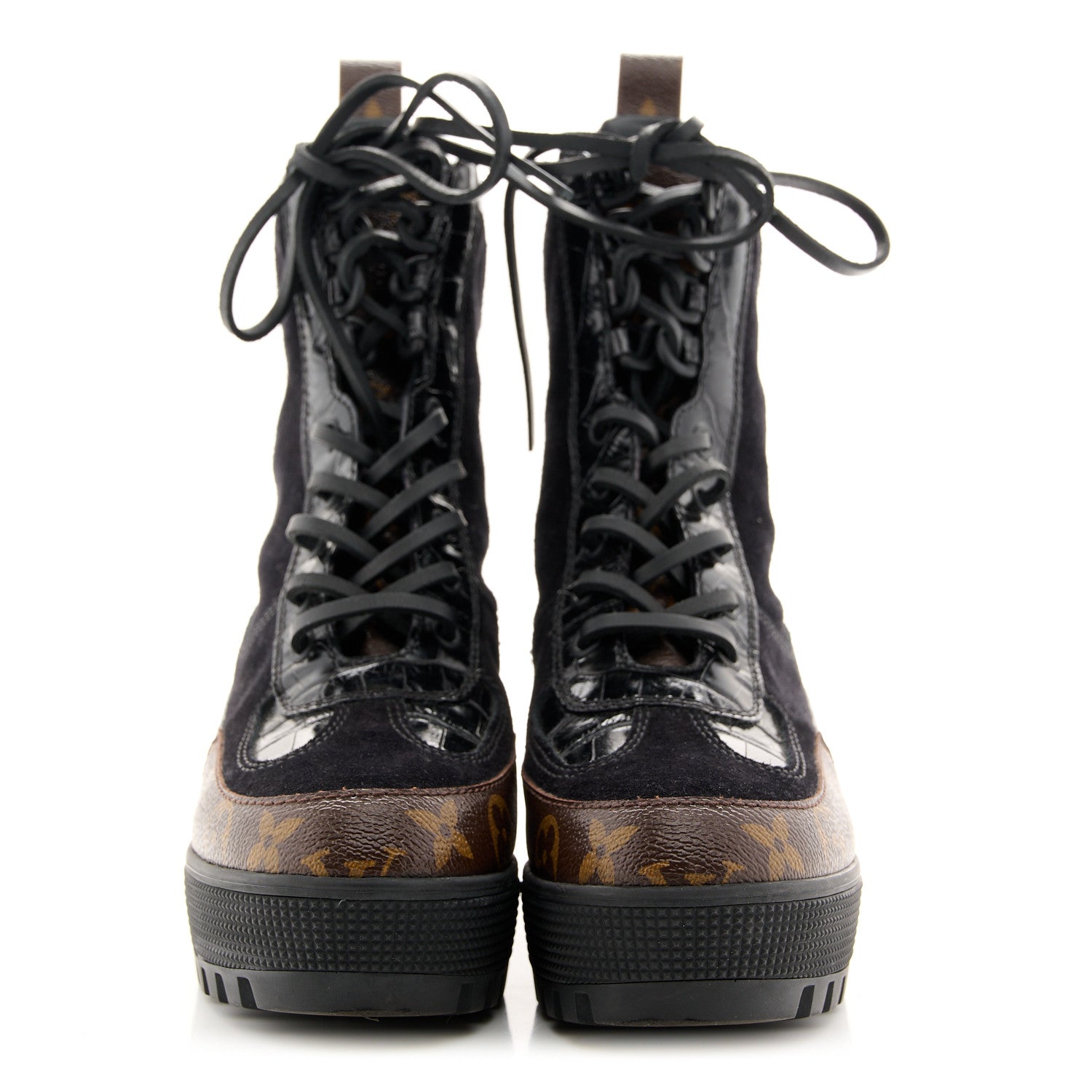 Louis Vuitton Suede Calfskin Crocodile Embossed Patent Monogram
