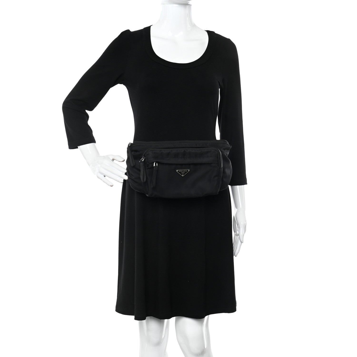 Prada Tessuto Nylon Belt Bag Black 2 of 12