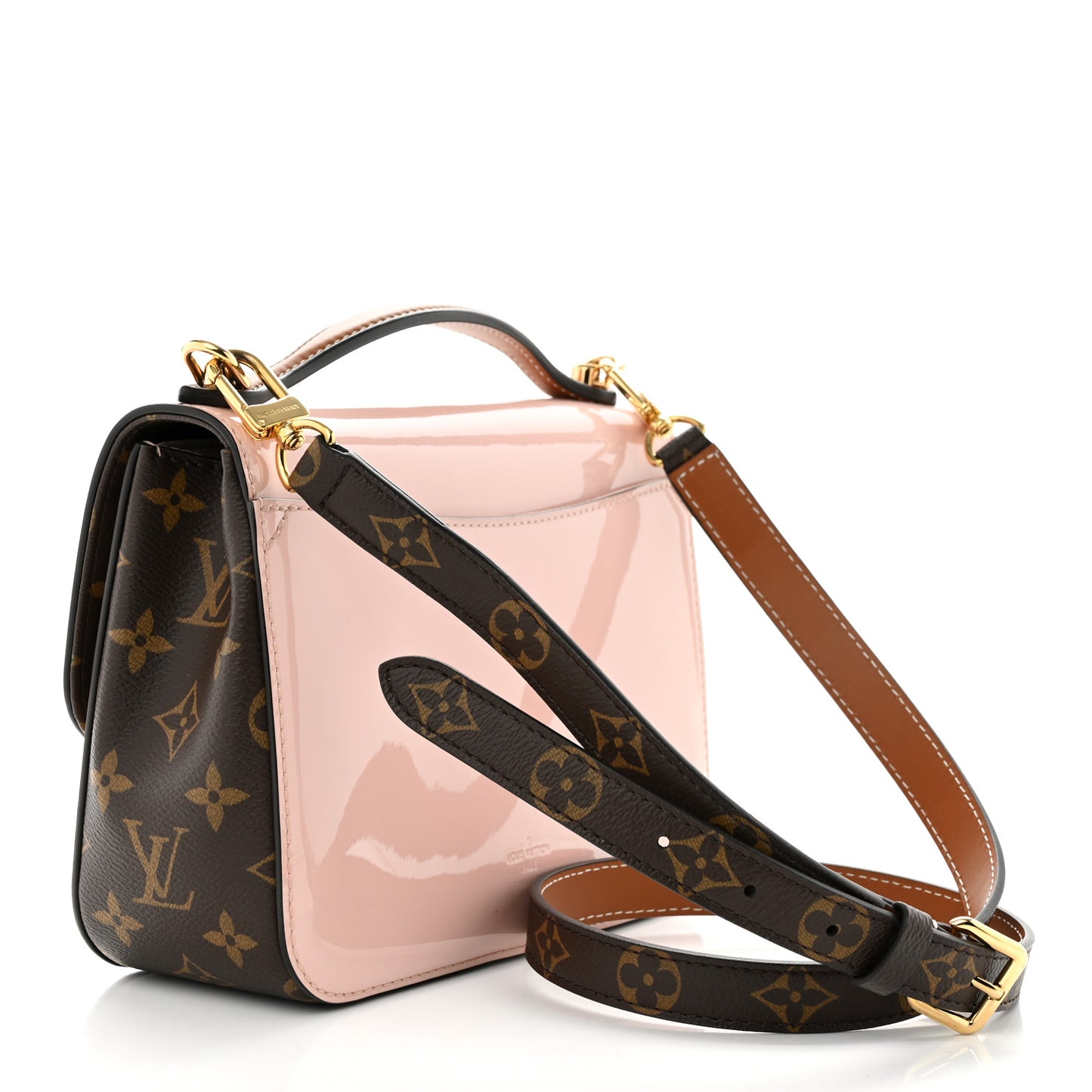 Patent Calfskin Monogram Cherrywood BB Rose Ballerine