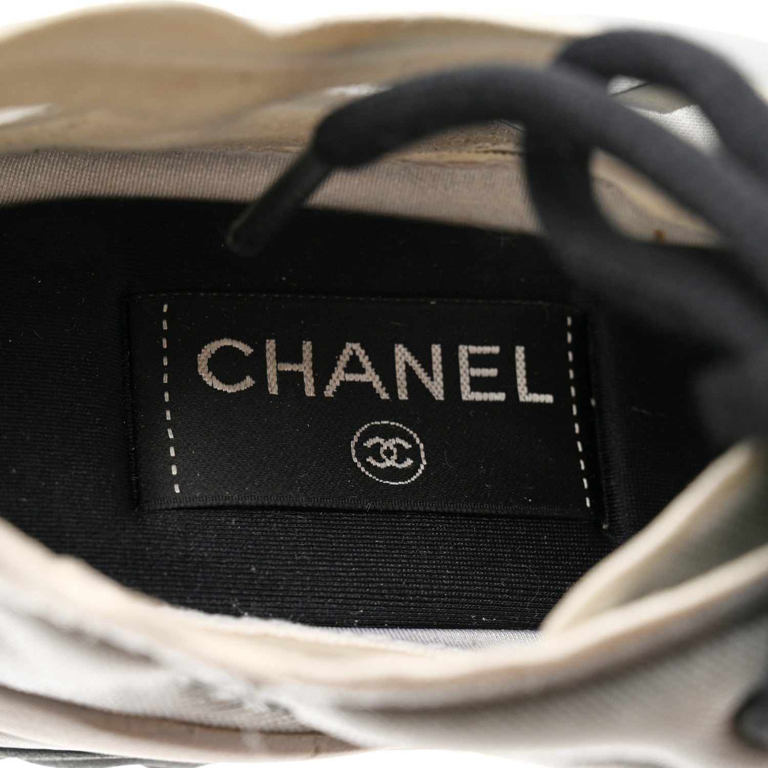 Chanel Calfskin Mesh Lycra Womens Logo Sneakers 39.5 White Grey 7 of 8