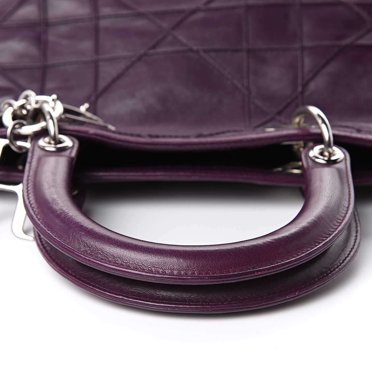 Christian Dior Lambskin Cannage Medium Granville Tote Purple 8 of 16