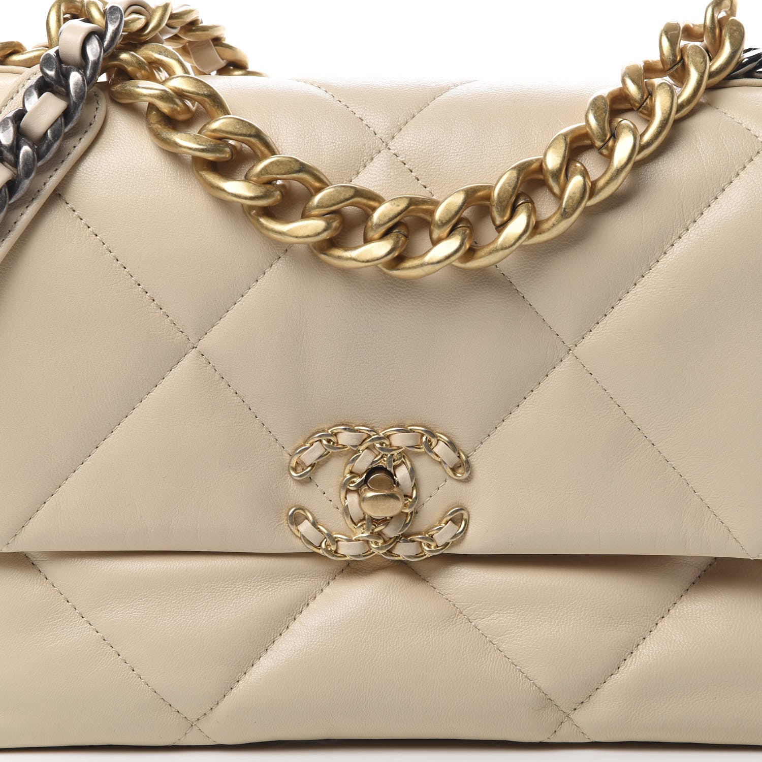 Chanel Goatskin Quilted Large 19 Flap Beige 9 of 12