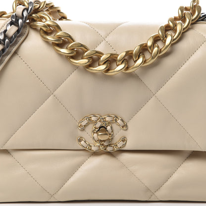 Chanel Goatskin Quilted Large 19 Flap Beige 9 of 12