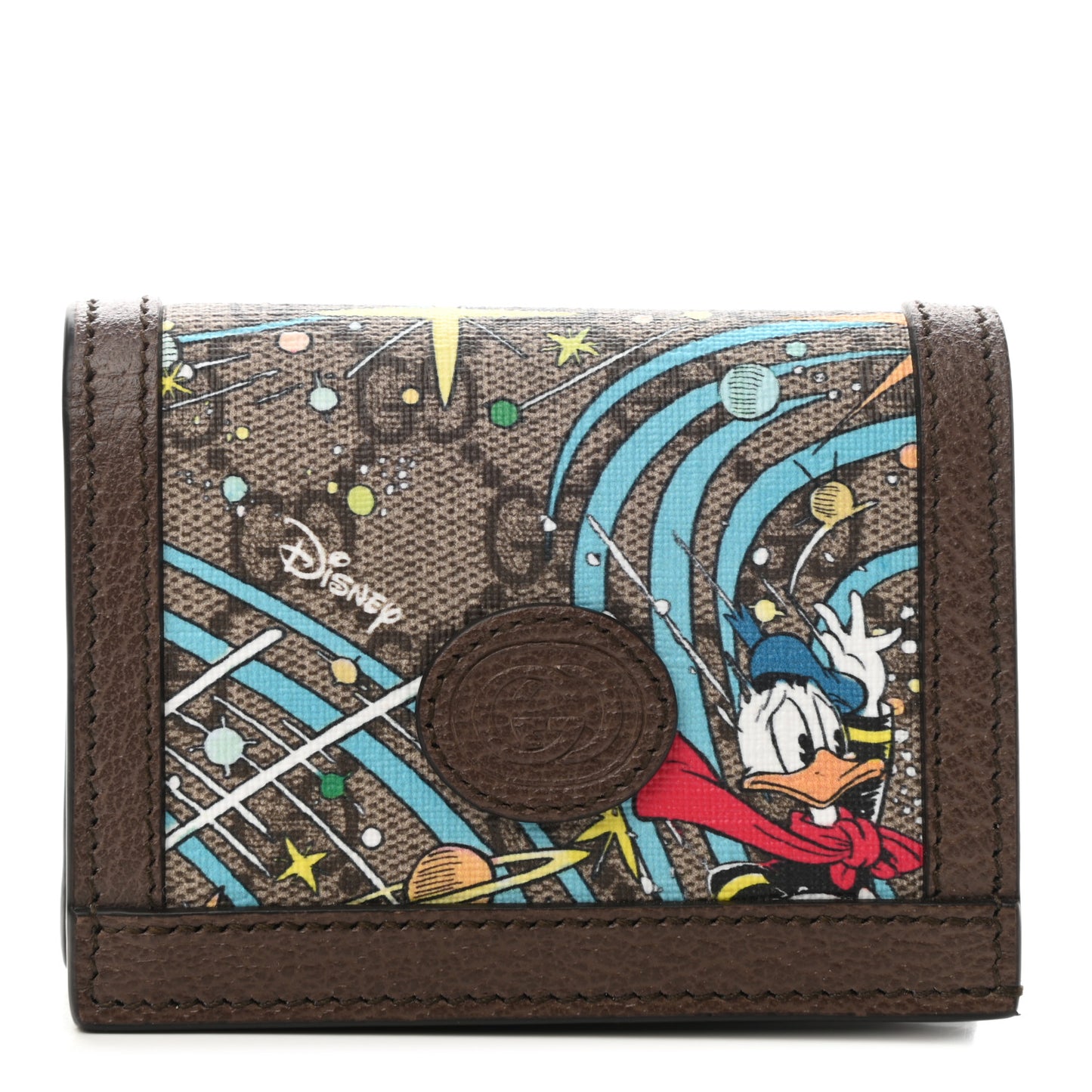 X DISNEY GG Supreme Monogram Donald Duck Interlocking G Card Case Beige Multicolor New Acero