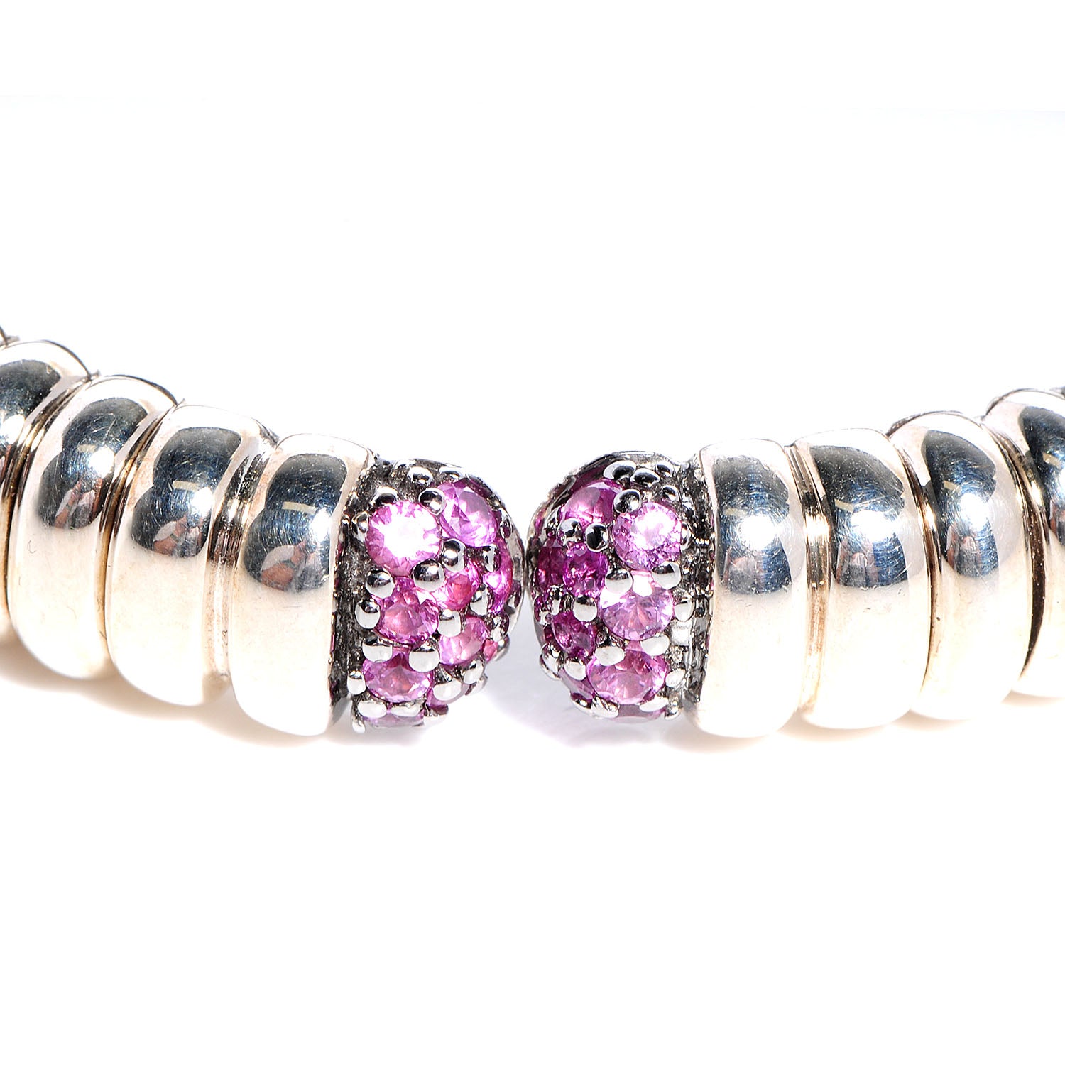 John Hardy Sterling Silver Pink Sapphire Cuff 6 of 7