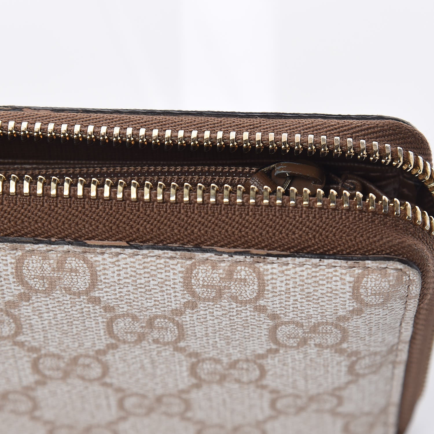 Gucci GG Supreme Monogram Calfskin Nice Zip Around Wallet New Mystic White Beige Brown 15 of 17