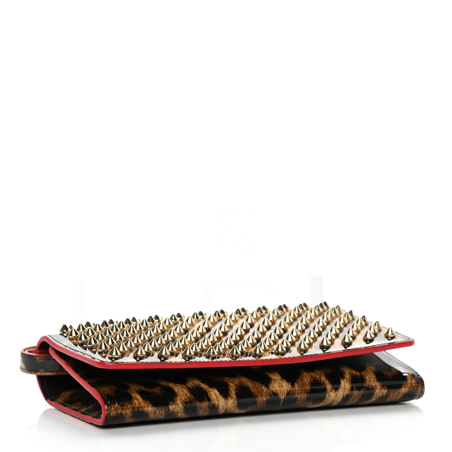 Christian Louboutin Patent Spiked Macaron Flap Wallet Leopard 4 of 7
