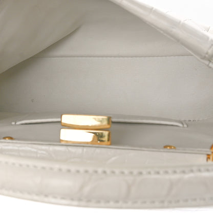 Fendi Shiny Crocodile Shiny Nappa Mini Peekaboo Iconic Satchel White 5 of 9