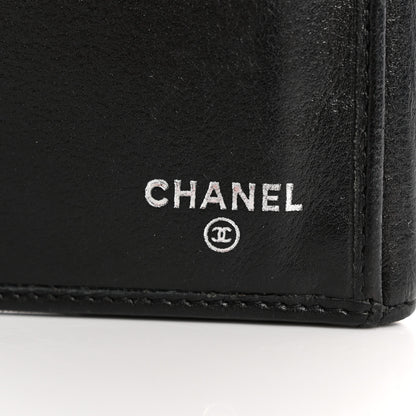 Chanel Goatskin Camellia Embossed Flap Wallet Black 7 of 8