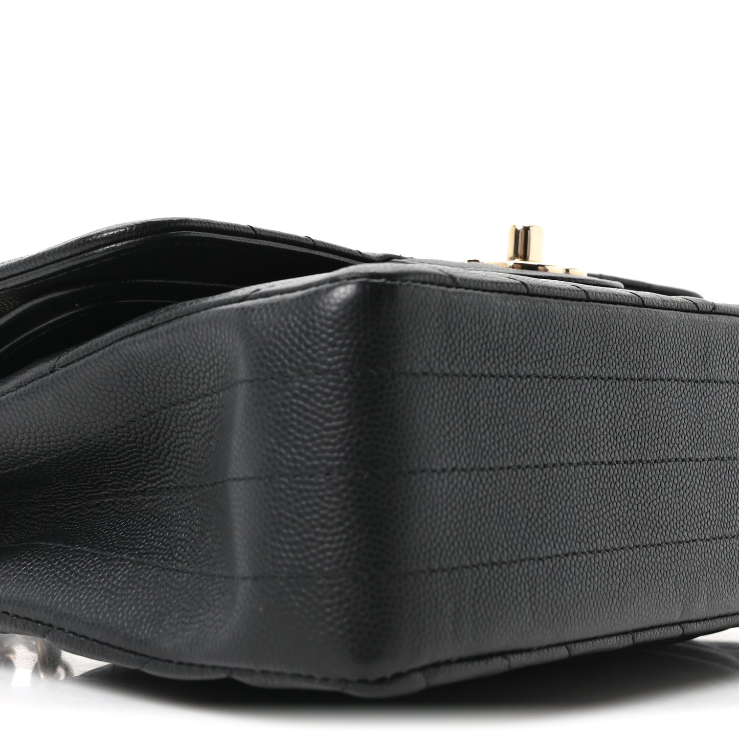 Caviar Chevron Quilted Small Double Flap Black
